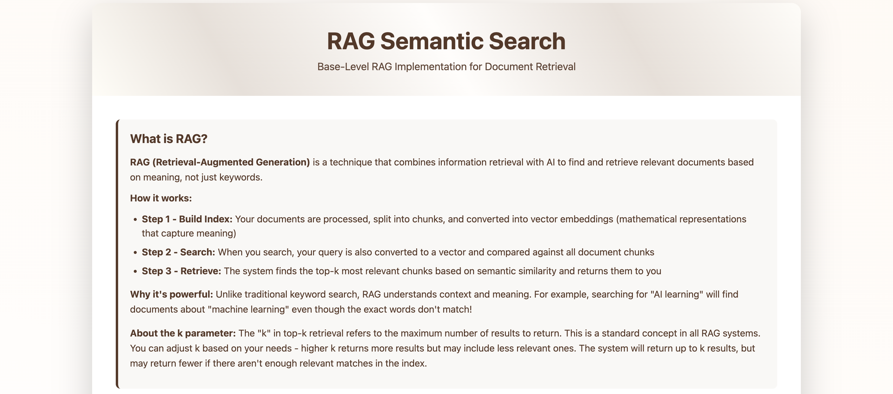 RAG Semantic Search - Base Implementation